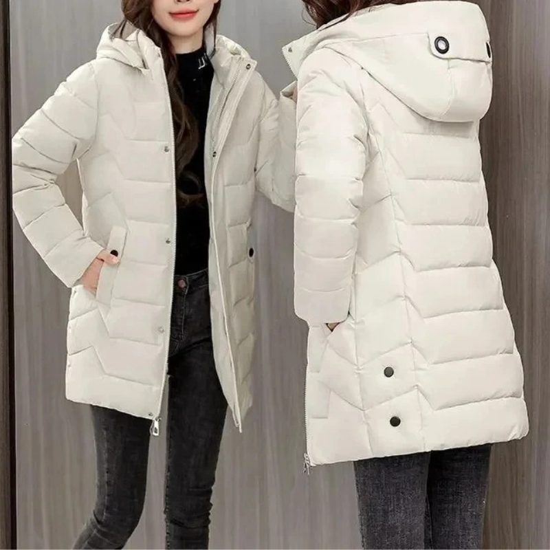 WW | Damen Gesteppte Jacke Mit Kapuze Und Reißverschluss, Warm Und Bequem