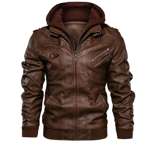 W&W Mode | Lederjacke Mit Kapuze Für Herren