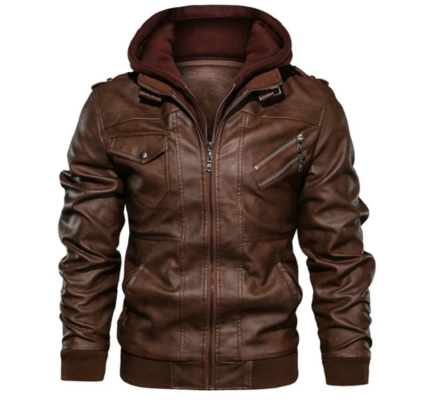 WW | Lederjacke Mit Kapuze Für Herren