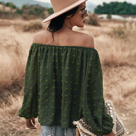 WW | Off Shoulder Laterne Langärmeliges Rüschentop