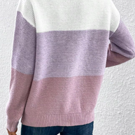 Elegante dreifarbige Patchwork-Pullover