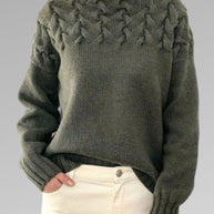 WW - Damen hochkragen Kabelstrickpullover