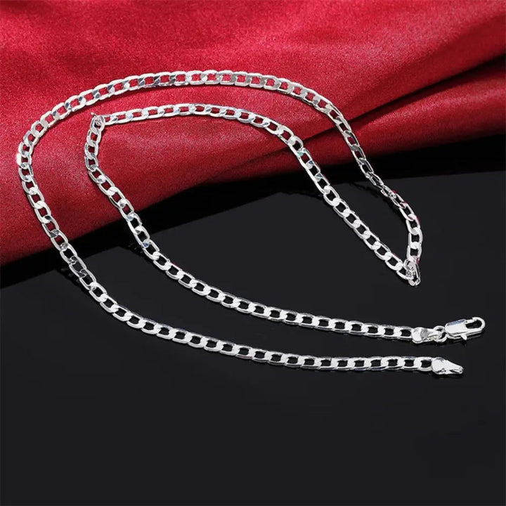 W&W Mode | Sterling Silber 4mm Flache Kette Für Herren