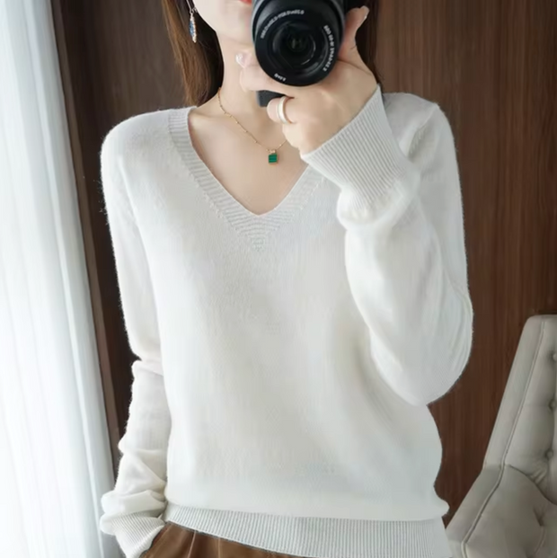 WW | V-Ausschnitt Strickpullover