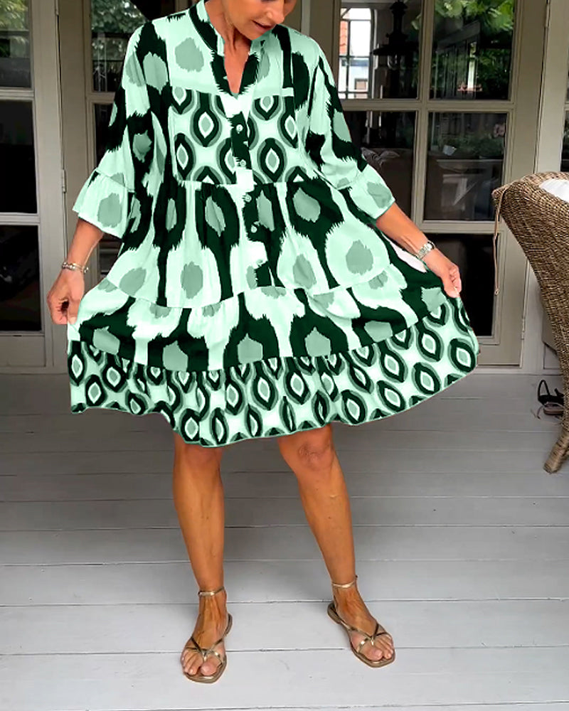 WW A-line Kleid | Stilvolles bedrucktes Midi-Sommerkleid für Frauen mit Taschen