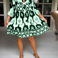 WW A-line Kleid | Stilvolles bedrucktes Midi-Sommerkleid für Frauen mit Taschen
