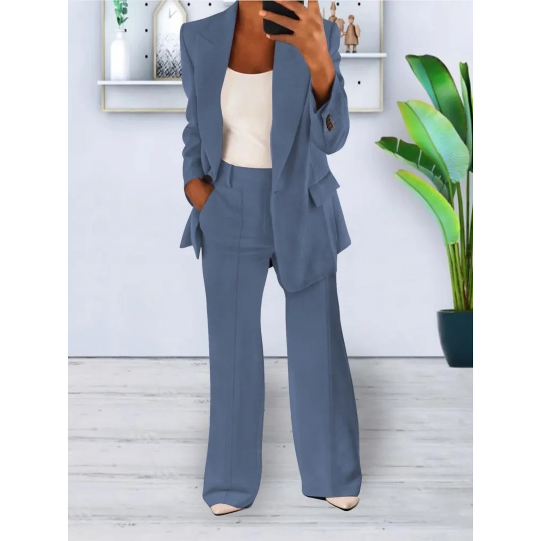 W&W Mode | lässige Passform einfarbiger lässiger Taschenblazer und Hosen Set