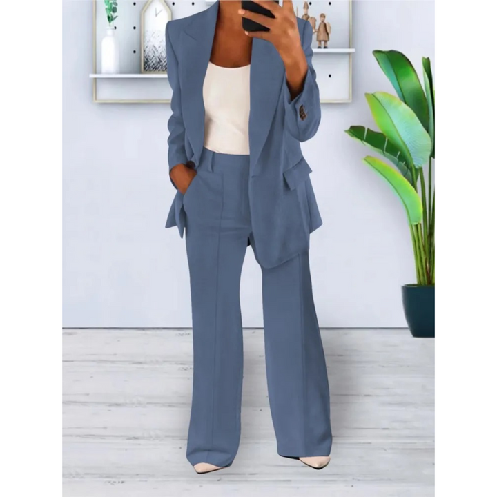 W&W Mode | lässige Passform einfarbiger lässiger Taschenblazer und Hosen Set