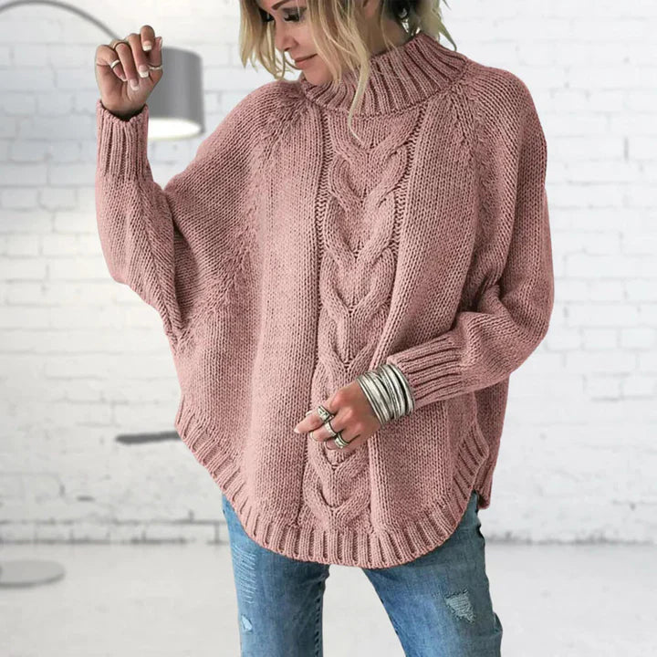 W&W Mode - Damen grob gestrickter Rollkragenpullover
