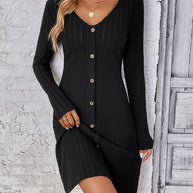 WW | Schwarzes Kleid mit Langen Ärmeln