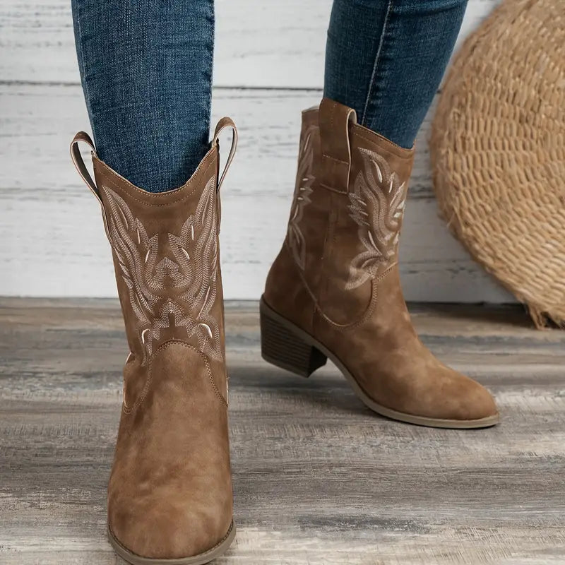 WW | Stilvolle Leder-Cowboy Damen Stiefel