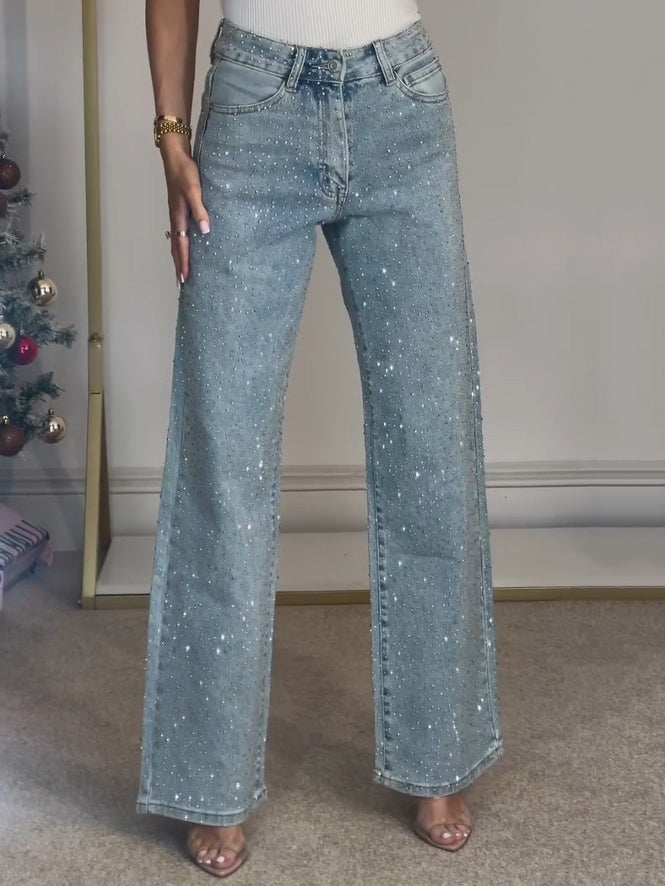 W&W Mode | Jeans Mit Hoher Taille Und Diamant Details