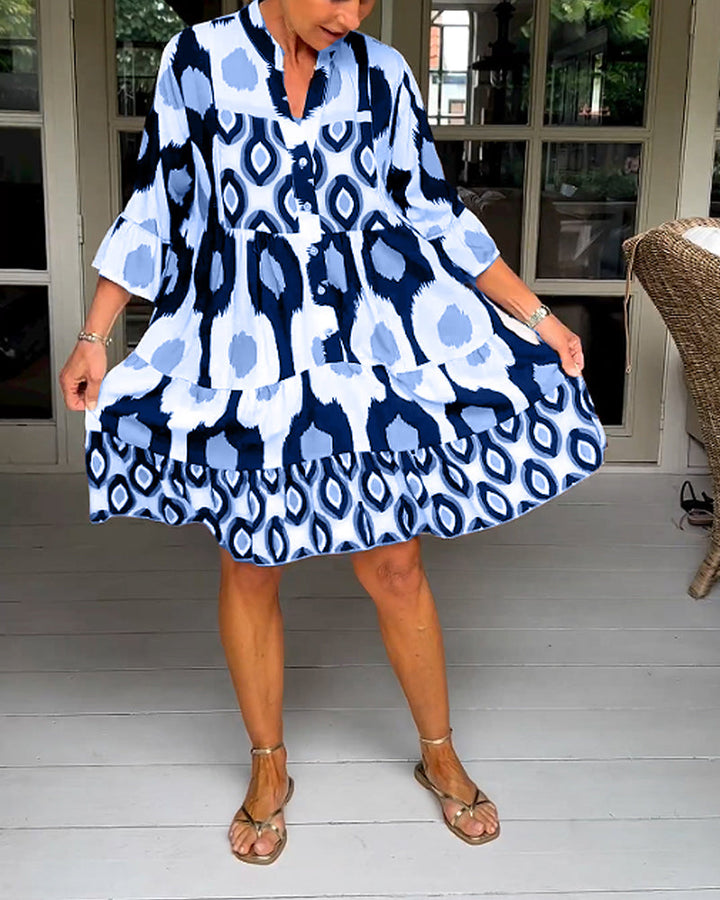 W&W Mode A-line Kleid | Stilvolles bedrucktes Midi-Sommerkleid für Frauen mit Taschen