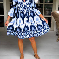 WW A-line Kleid | Stilvolles bedrucktes Midi-Sommerkleid für Frauen mit Taschen