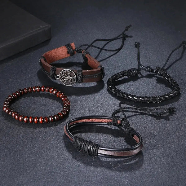 WW | Geflochtene Leder Wickelarmband Für Herren