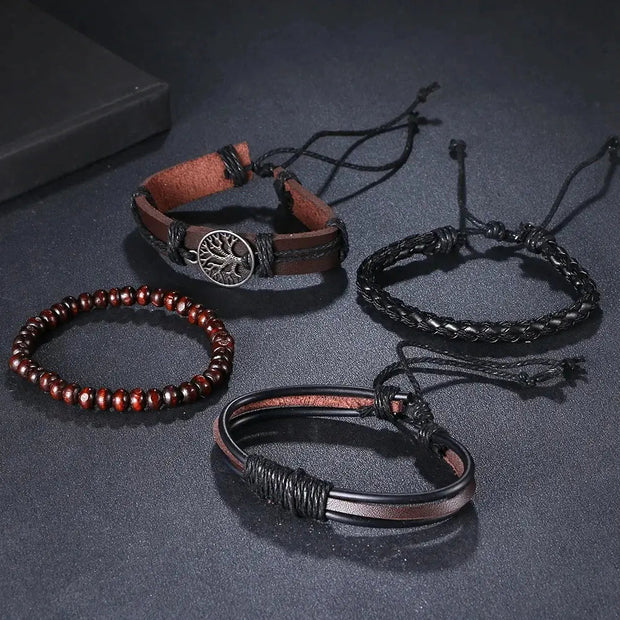 WW | Geflochtene Leder Wickelarmband Für Herren