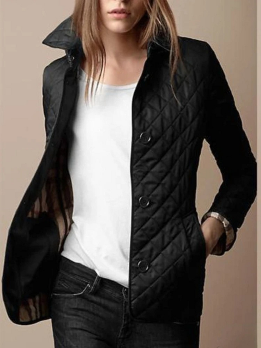 W&W Mode | Kurze Gesteppte Damenjacke Mit Knöpfen Und Kragen, Elegant