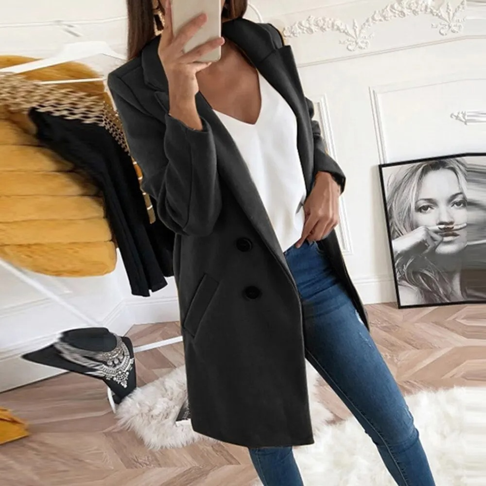 WW | Chic Trenchcoat Damen mit Tailliertem Silhouette und Knopfverschluss