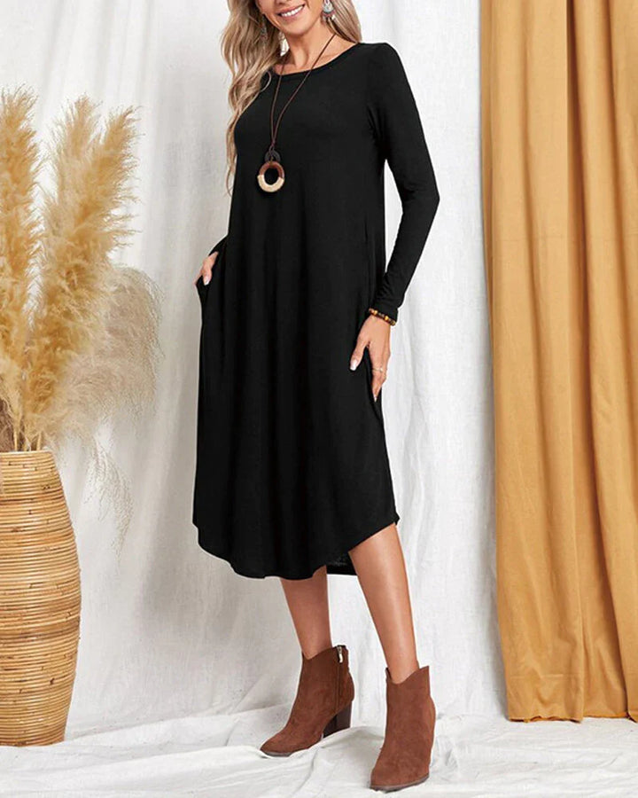 W&W Mode - Langärmeliges lockeres Kleid