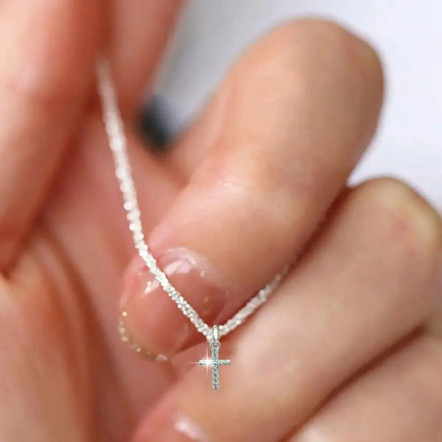 WW | 925 Sterling Silber Kreuz Zirkon Kette