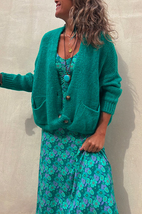 W&W Mode | Rosiedress Solid Knopfverschluss Taschen Pullover Cardigan