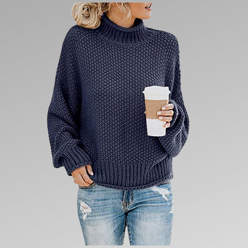 W&W Mode - Damen gemütlicher Strickrollkragenpullover