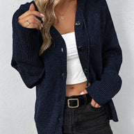 Corina™ - Einfarbige Strickjacke mit Kapuze und Schnürsenkeln
