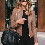 WW - Damen Leder Motorradjacke