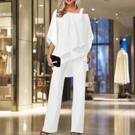 WW | teilige Chiffon-Set - raffinierter Damen-Top und Jumpsuit