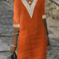 WW | Damen Baumwoll-Leinen Kleid Lässig & Bequem