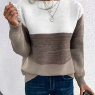 WW | Casual Herbst Dreifarbiger Strickpullover für Frauen
