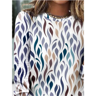 WW | Damen Lässig Bedrucktes Langarmshirt Trendiges Grafisches Design