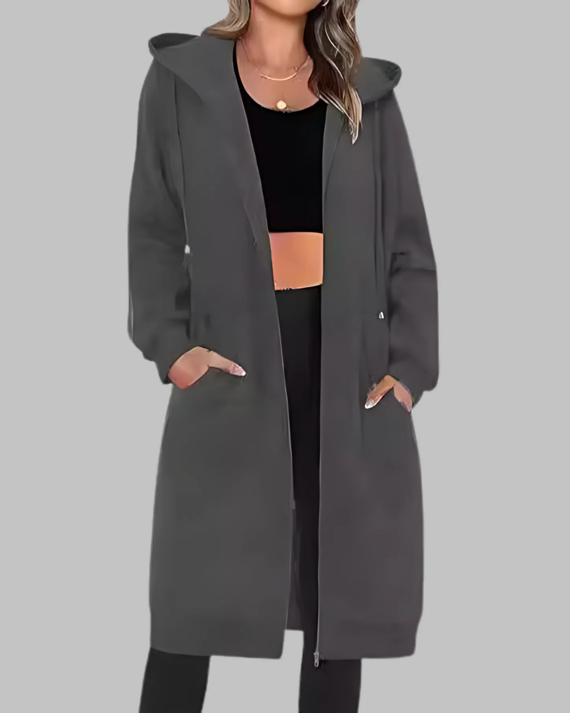 WW | Lässige Zip-Up Übergroße Lange Jacke