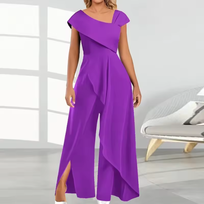 W&W Mode | Eleganter Damen Jumpsuit Diagonale Asymmetrisches Design