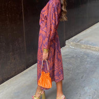 WW | Elegantes Floral Bindeband-Midi-Kleid