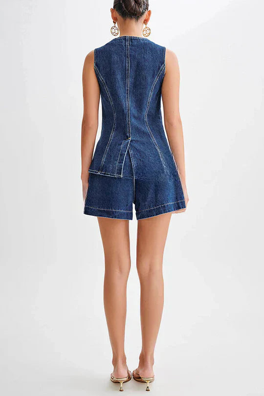 WW | Ärmellose Denim-Weste mit Knopfschluss für Frauen
