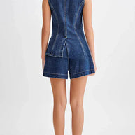 WW | Ärmellose Denim-Weste mit Knopfschluss für Frauen