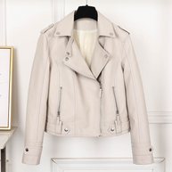 WW | Damen Slimfit Schwarze Lederjacke Mit Revers Und Reißverschluss Für Frauen