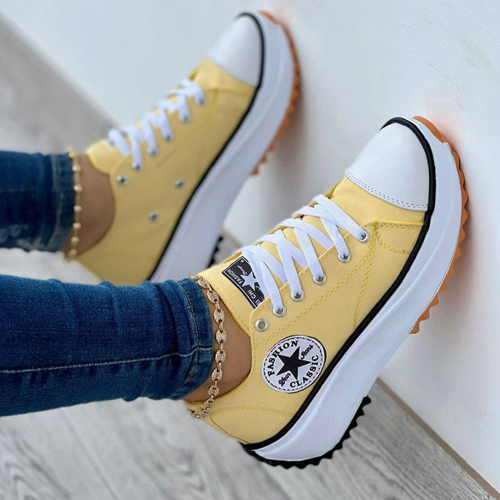 W&W Mode Sneaker Damen dicke Sohle Schnürung