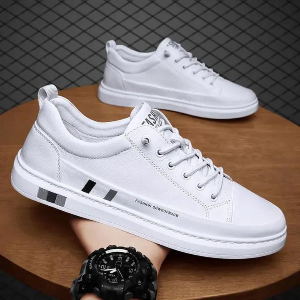 WW | Leder Herren Sneakers Mit Buchstabenprint