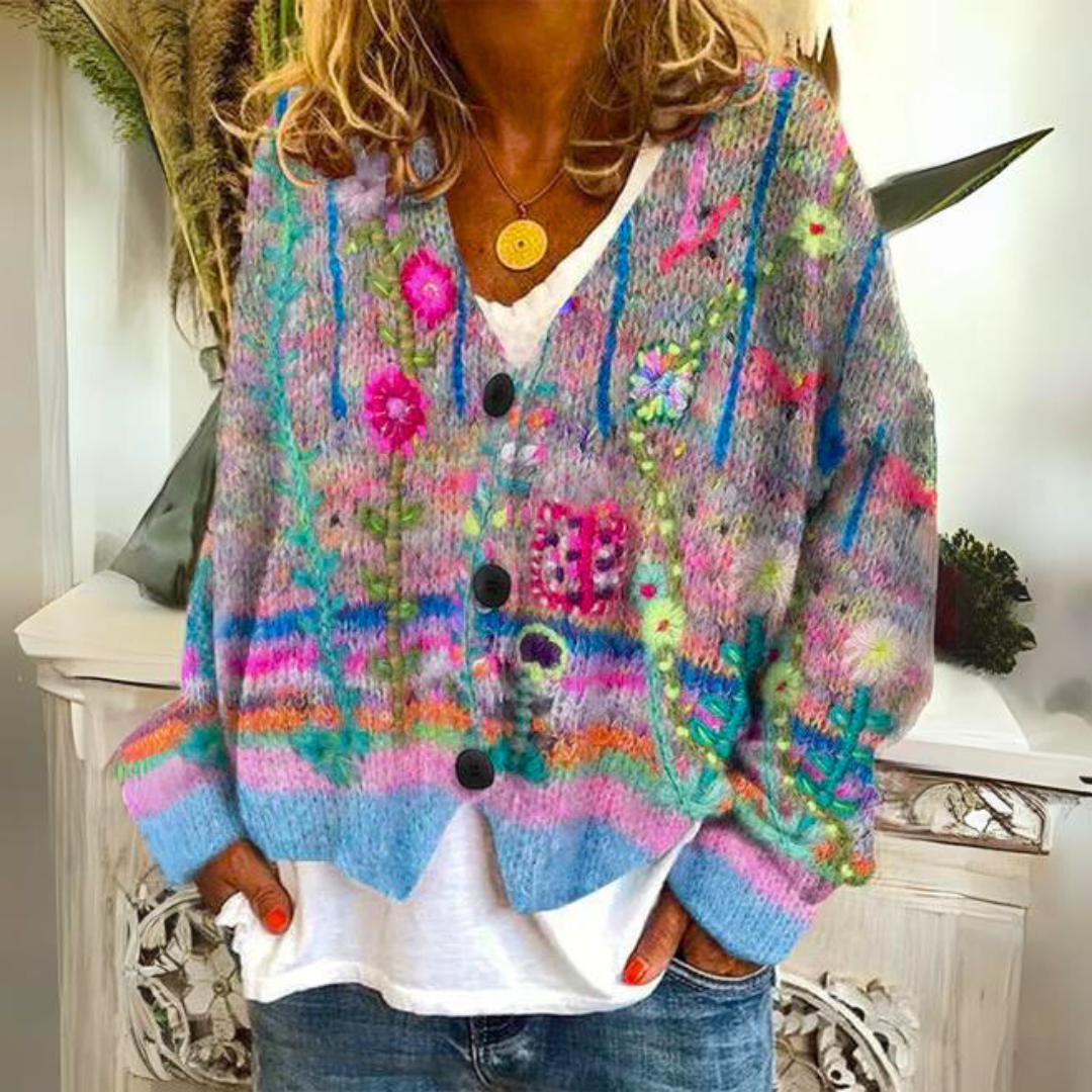 WW | Luxuriöse bedruckte Strickjacke