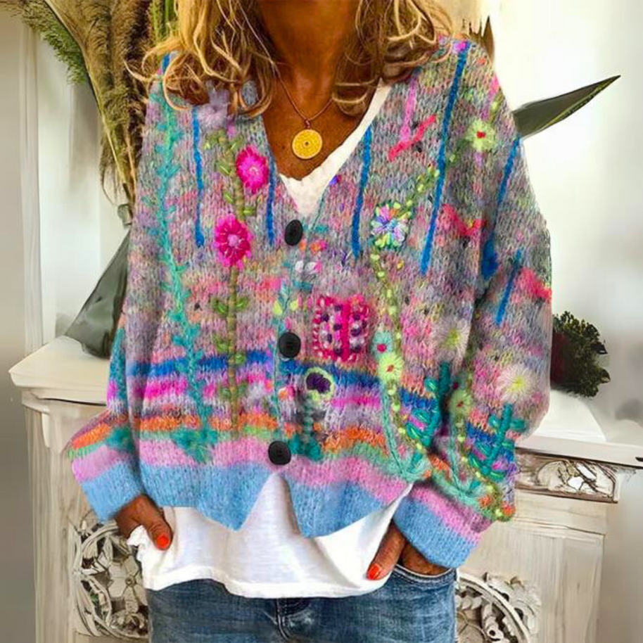 WW | Luxuriöse bedruckte Strickjacke