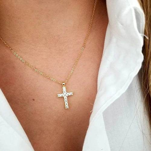 WW | Eingelassene Kreuz Halskette Anhänger Schmuck Für Damen