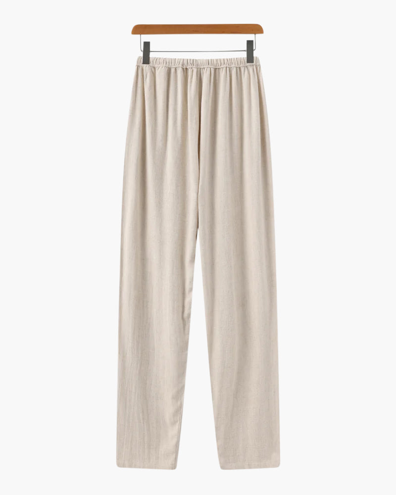 W&W Mode | Leichte Slim Fit Herren Sommer Leinenhose Mit Kordelzug