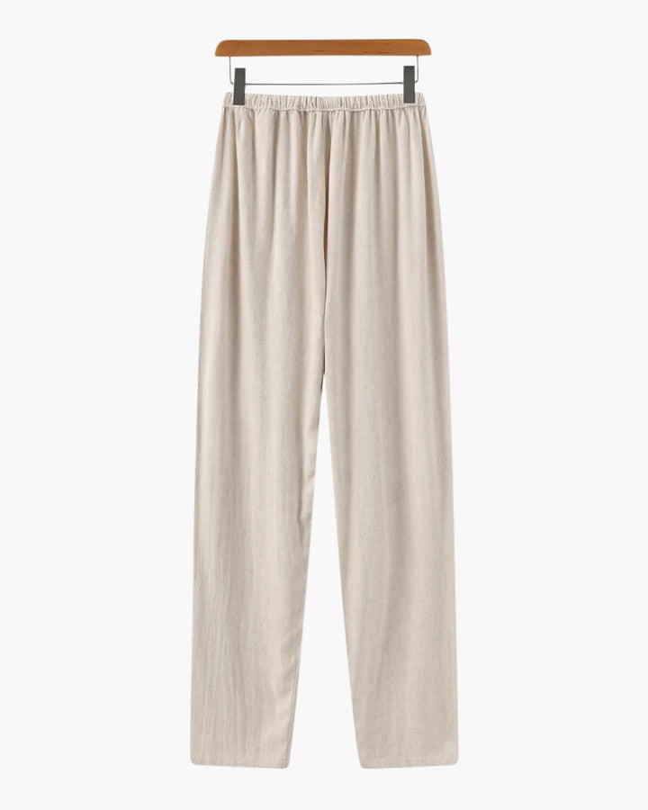 W&W Mode | Leichte Slim Fit Herren Sommer Leinenhose Mit Kordelzug