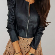 WW - Mode PU Leder Jacken Mäntel Frauen Rüschen