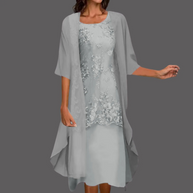 WW | Damen Stilvolles Kleid mit Cardigan Midi