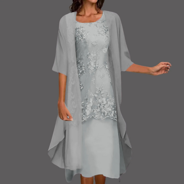 WW | Damen Stilvolles Kleid mit Cardigan Midi