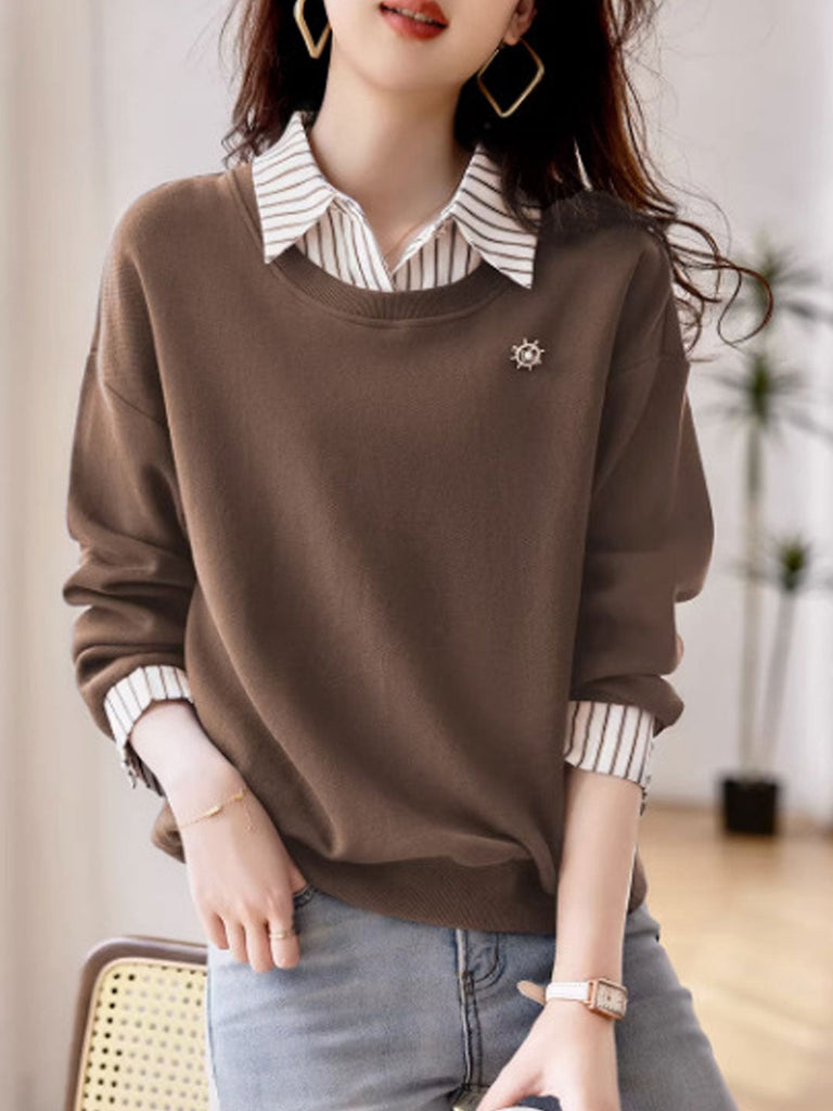 WW | Sweatshirt Leger Patchwork Gestreept Sweatshirt