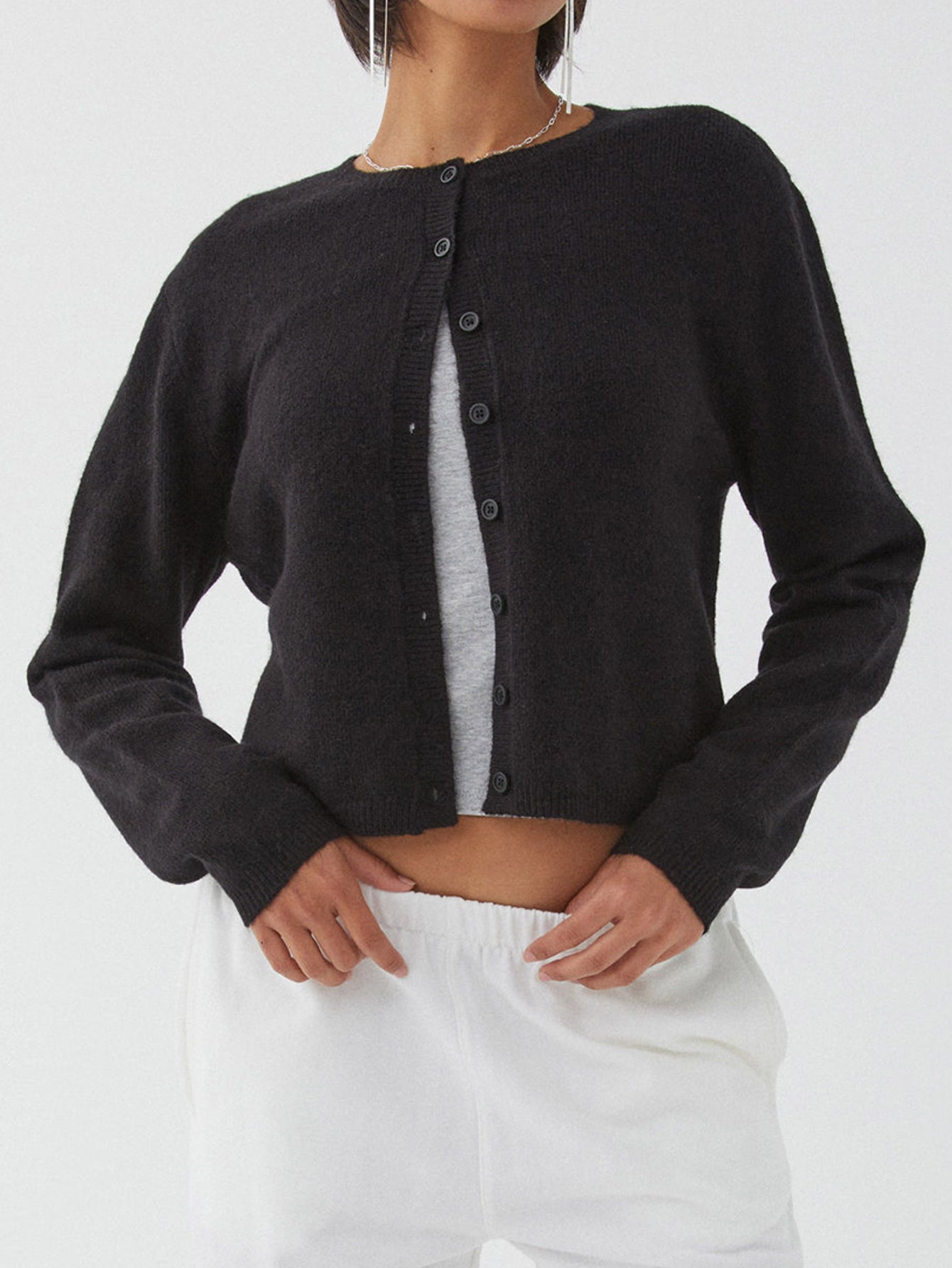 WW | Bunter Unifarbener Damen-Cardigan